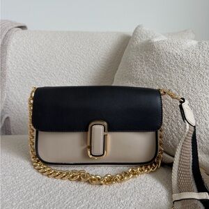 Marc Jacobs Two-Tone Black and Cream Shoulder Bag with Removable Gold Chain